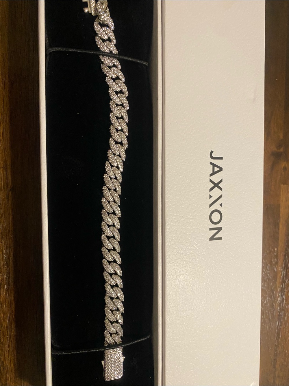Jaxxon Pave Cuban Link Bracelet in Silver / New never taken out of the box .